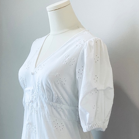 ASOS DESIGN Eyelet Tea Maxi Dress with Puff Sleeves - 8P - Picture 7 of 12